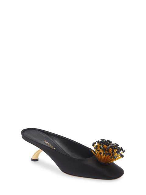 FERRAGAMO FERRAGAMO Safi Beaded Kitten Heel Mule in Black at Nordstrom