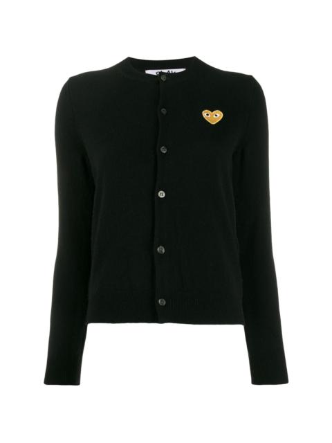 Comme des Garçons PLAY WOMENS WOOL CARDIGAN GOLD HEART - BLACK