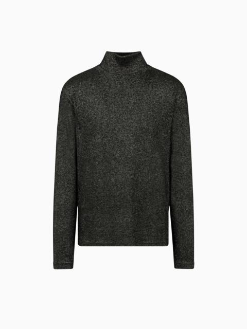 EMPORIO ARMANI LUREX JERSEY MOCK-NECK JUMPER