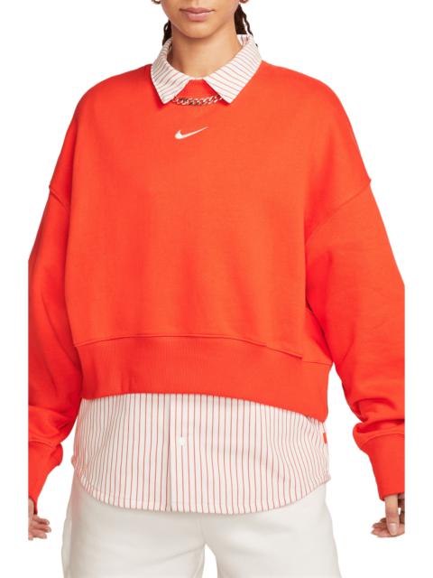 Nike Nike Phoenix Fleece Crewneck Sweatshirt in Picante Red/Sail at Nordstrom