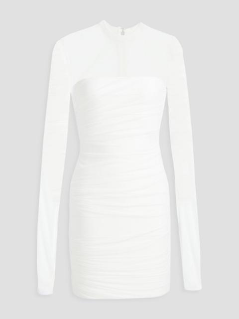 Other Designers Tulle-paneled ruched bandage mini dress