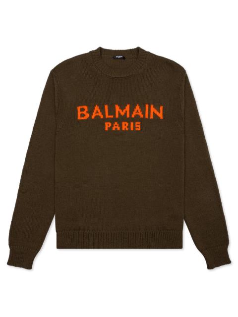 Balmain BALMAIN MERINO PULLOVER - KAKI/ORANGE