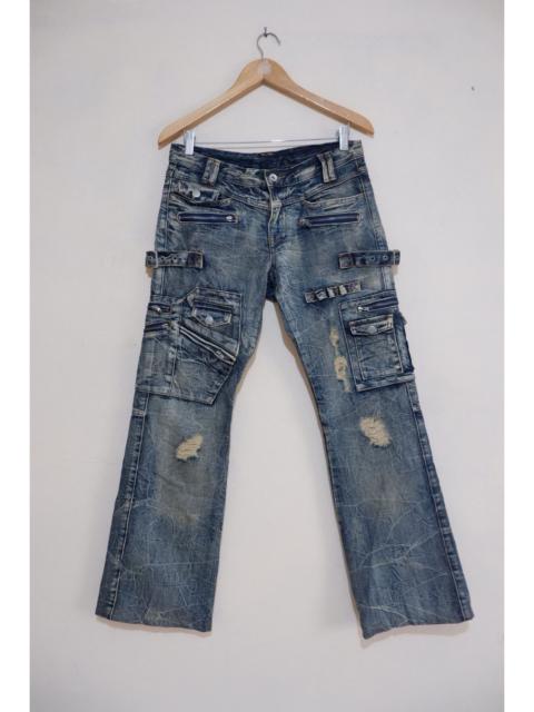 Japanese Brand - Semantic Design Distressed Cargo Flare Denim