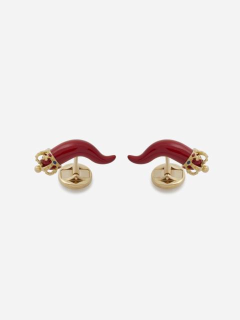 Dolce & Gabbana Good luck cufflinks in enamelled yellow gold