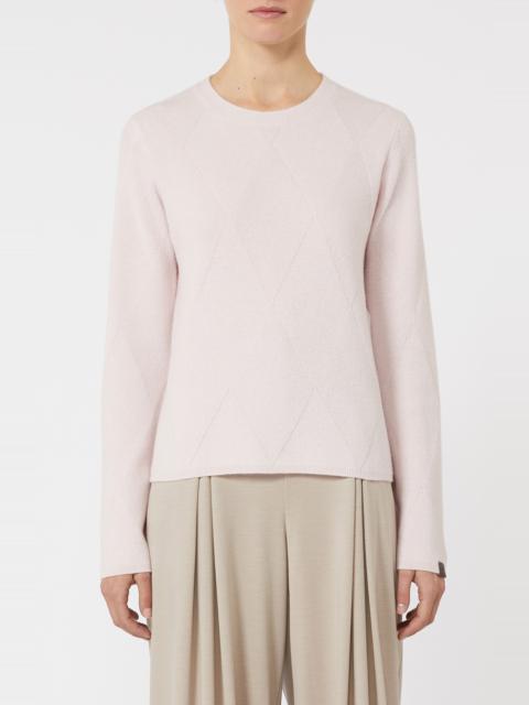 Max Mara Max Mara Baffo Diamond Stitch Cashmere Crewneck Sweater in Pink at Nordstrom