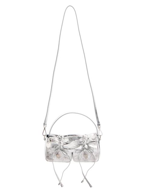 Acne Studios Acne Studios Micro Multipocket Luxe Metallic Leather Crossbody Bag in Silver at Nordstrom