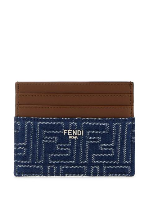 FENDI Fendi Men Embroidered Denim Card Holder
