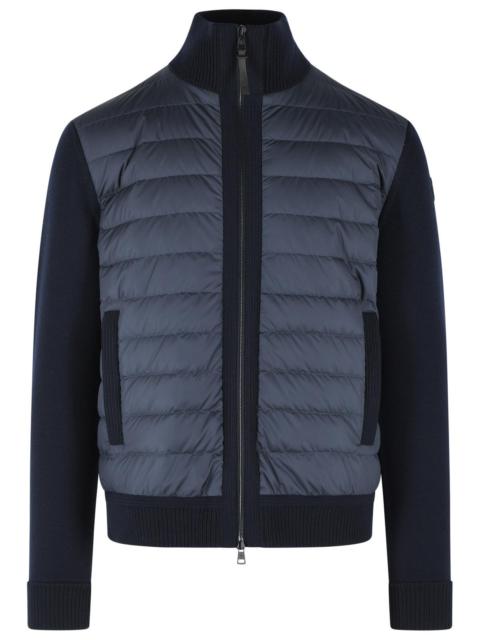Moncler Moncler Padded Virgin Wool Cardigan With Zip Navy Blue Men