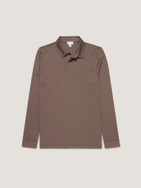 Sunspel Long Sleeve Ultra‑Fine Merino Polo Shirt