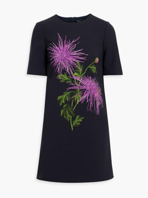 Oscar de la Renta Floral-print grain de poudre wool-blend mini dress