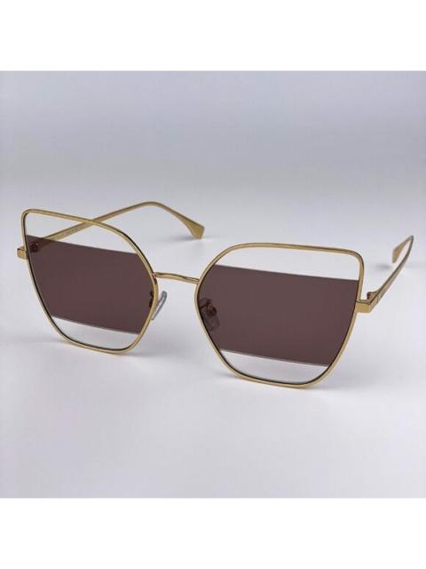 FENDI NEW Fendi FE40015U        30E Cat Eye Gold Brown Women Sunglasses