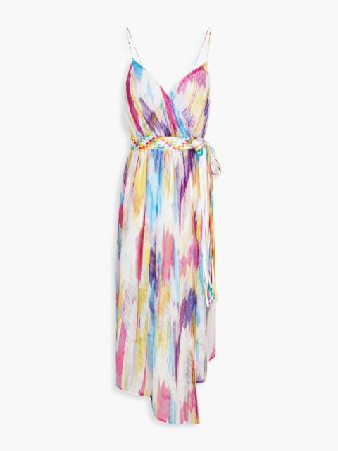 Missoni Belted asymmetric space-dyed crochet-knit dress