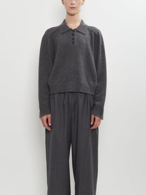 Loulou de Saison Homere Cashmere Polo Collar Sweater — Anthracite Melange
