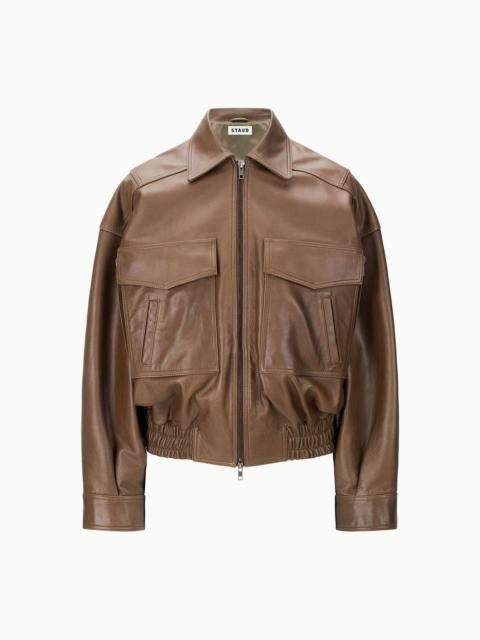 STAUD STAUD EUGENE LEATHER JACKET TRUFFLE