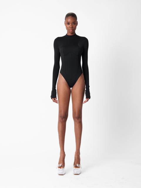 POSTER GIRL CAT CALL PADDED BODYSUIT BLACK