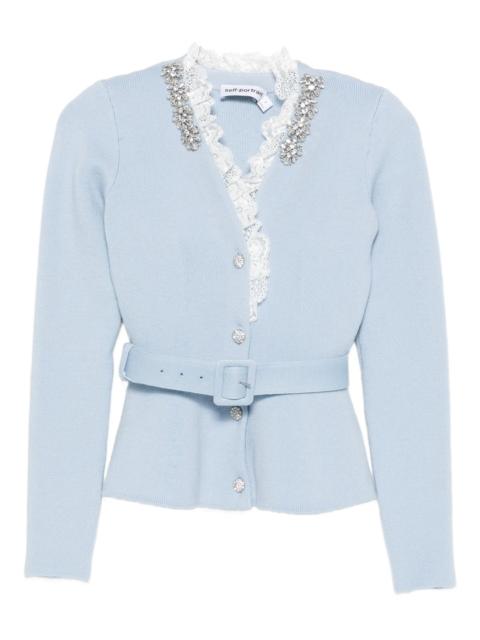 self-portrait Blue Crystal Trim Cardigan