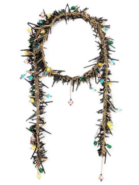 Dries Van Noten Dries Van Noten Women Handmade Bead Embroidery Scarf Necklace With Glass Beads