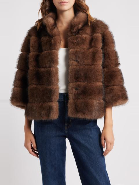 LoveShackFancy LoveShackFancy Gelman Faux Fur Jacket in Dark Sable at Nordstrom