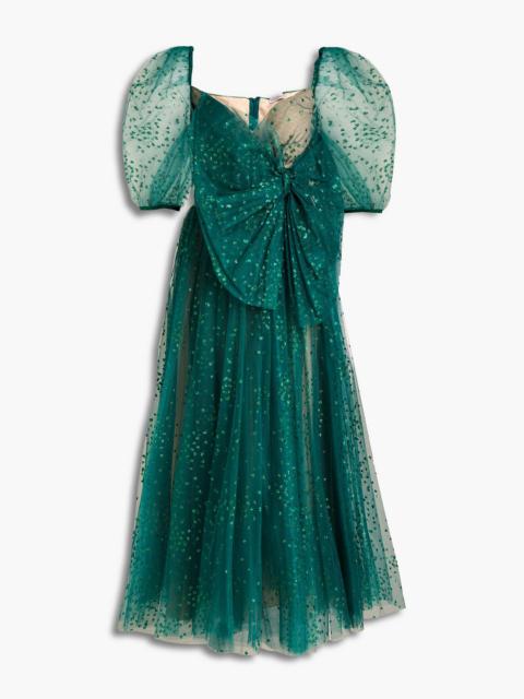 REDValentino Bow-embellished glittered tulle midi dress