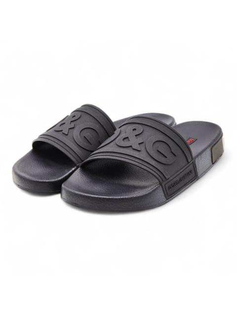 Dolce & Gabbana Logo Saint Barth Rubber Pool Slides Black EU 39 US 9 $320