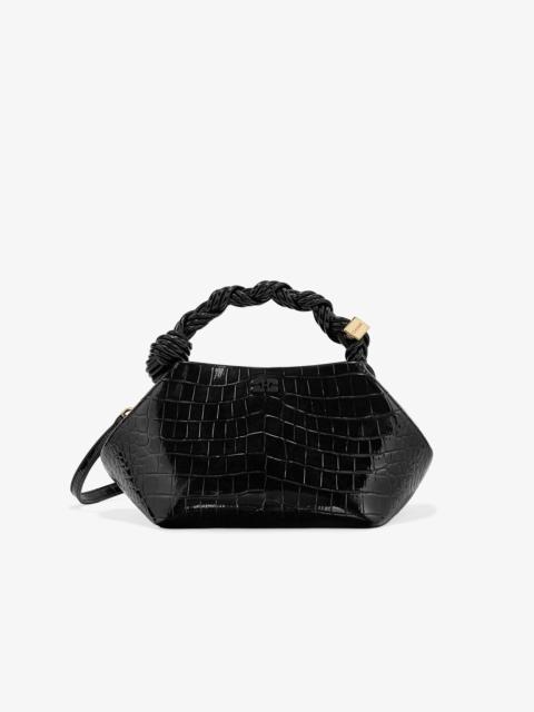 GANNI BLACK CROCO PATENT SMALL GANNI BOU BAG