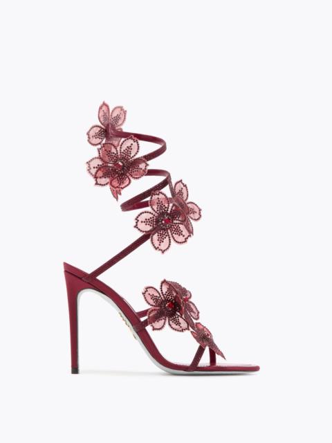 RENE CAOVILLA PEACH FLOWER BURGUNDY SANDAL 105