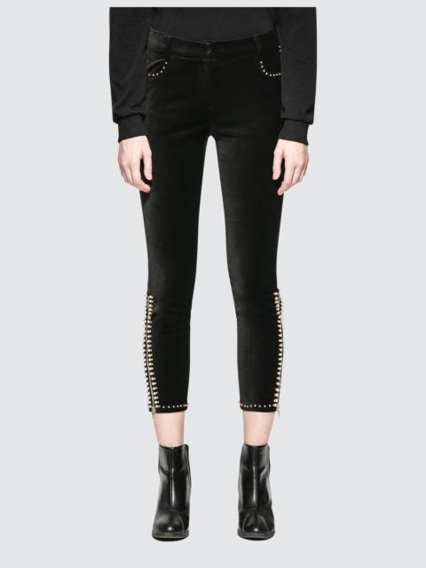 SJYP BEADS DETAIL VELVET PANTS