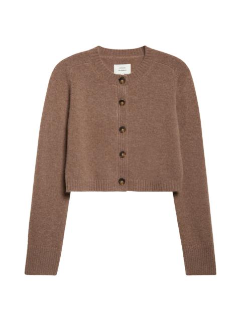 Loulou de Saison LOULOU DE SAISON Zephir Crop Cashmere Cardigan in Brown Melange at Nordstrom