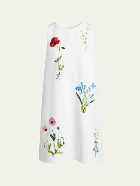 Stella McCartney Floral Embroidered Sleeveless Mini Shift Dress