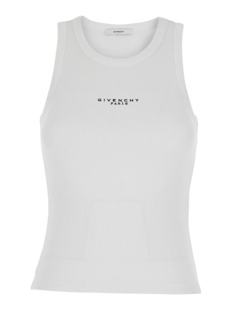 Givenchy Givenchy Women White Sleeveless Top With Logo Lettering On The Front In Cotton Stretch Woman