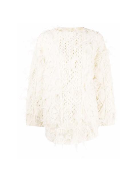 Valentino Valentino Garavani Feather-Embellished Wool Jumper