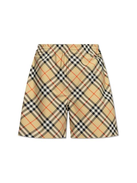Vintage Check-printed Mid-rise Drawstring Shorts