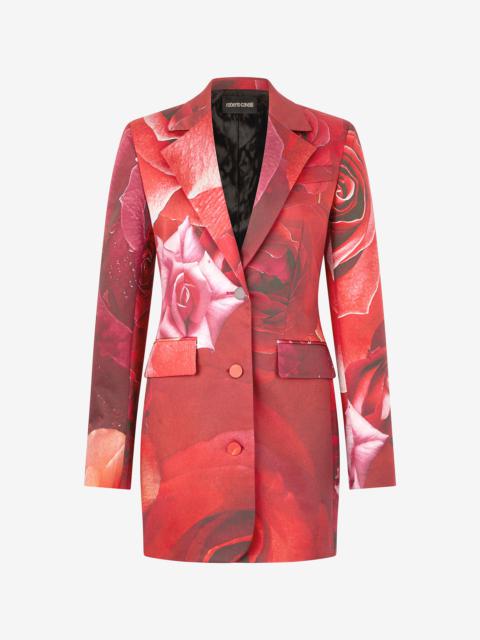 Roberto Cavalli Long Blazer With Rose Print