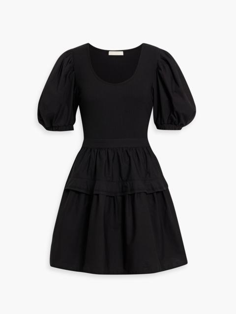 ULLA JOHNSON Tilda ribbed knit-paneled poplin mini dress
