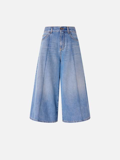 PINKO WIDE-LEG DENIM BERMUDA SHORTS