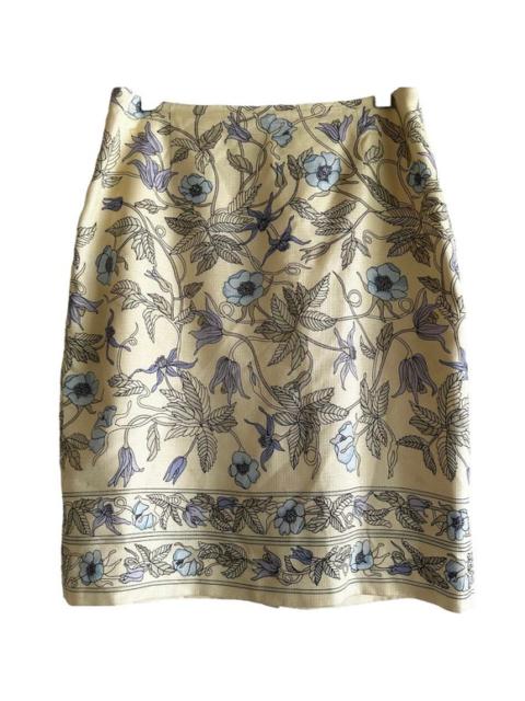 Other Designers Ann Taylor Loft 100% Silk Skirt Floral Pencil Mini Lightweight Slit Yellow 10