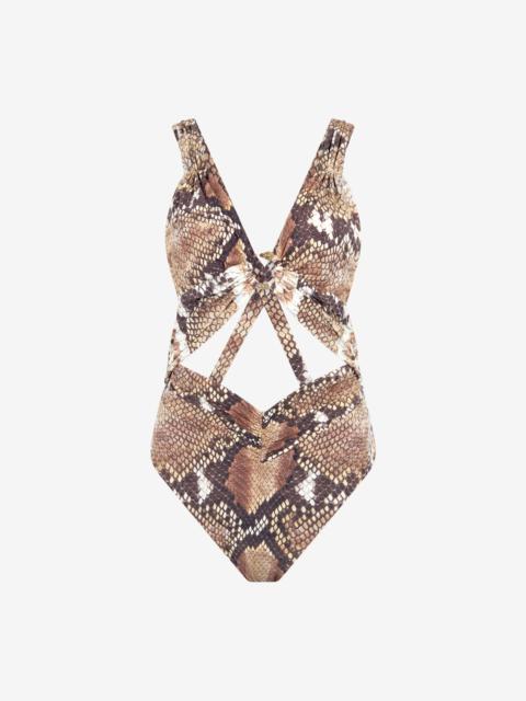 Roberto Cavalli Python Print One-Piece Swimsuit