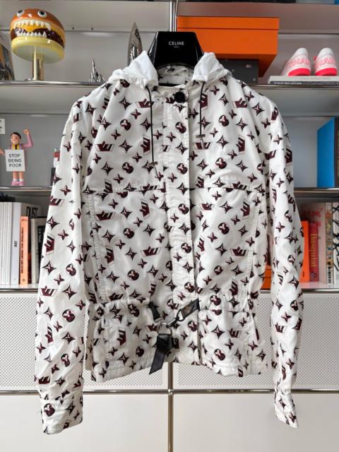 Louis Vuitton Louis Vuitton (LV) white logo monogram all-over print hooded drawstring jacket