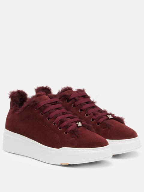 Max Mara Tmaxi Teddy-trimmed suede sneakers