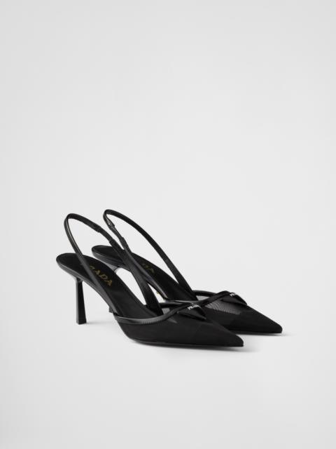 Prada Mesh fabric slingback pumps
