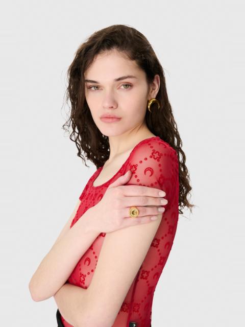 Marine Serre GOLD PLATED BUTTON SIGNET RING