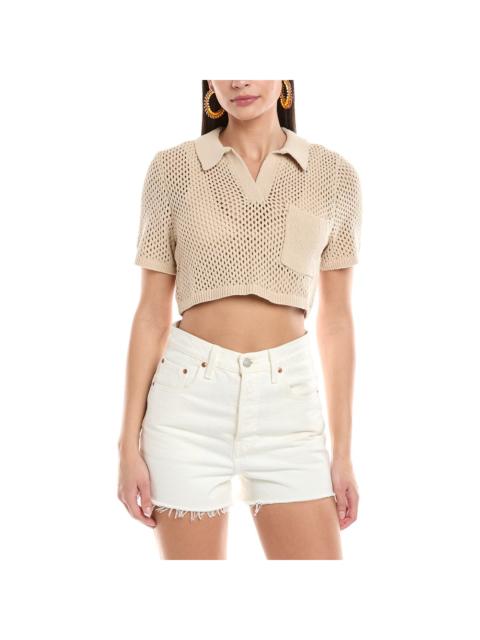 onia Onia Crochet Knit Cropped Polo Sweater
