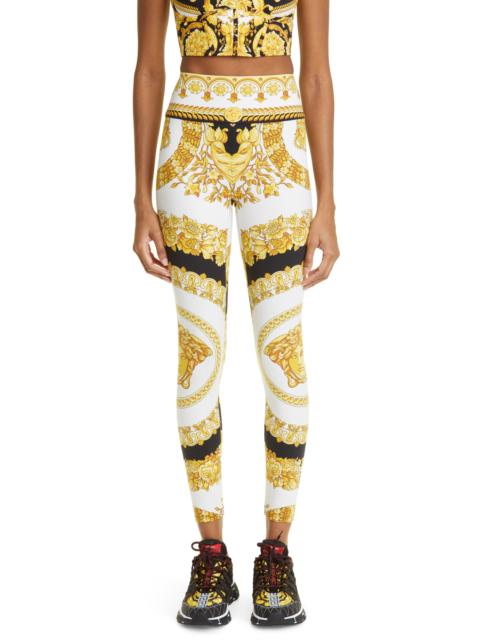 VERSACE Versace Medusa Head Print Leggings in Bianco/Oro/Nero at Nordstrom