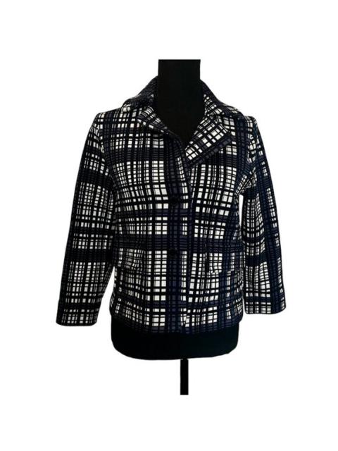 Other Designers TORY BURCH Navy Multi Windowpane Plaid S/B Cardi Jacket Blazer #41123505