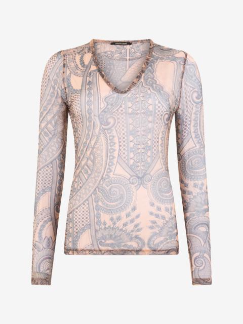 Roberto Cavalli Nude sweater with indigo ornamental print