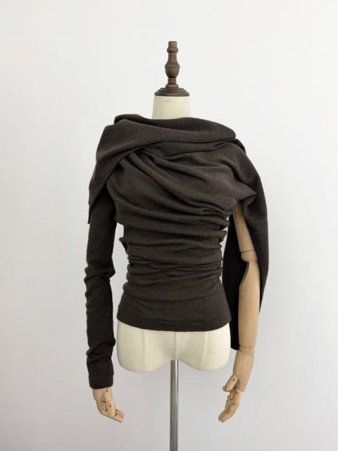 Yohji Yamamoto Yohji Yamamoto Y's Irregular Two-Way Wool Brown Top