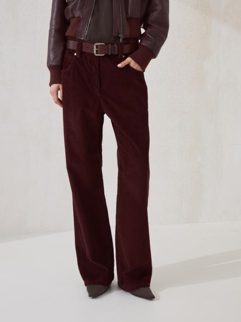 Brunello Cucinelli Cotton corduroy straight five-pocket trousers with monili
