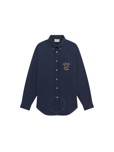 Drôle de Monsieur Drole De Monsieur Men's Navy La Chemise Slogan Fleurs Shirt