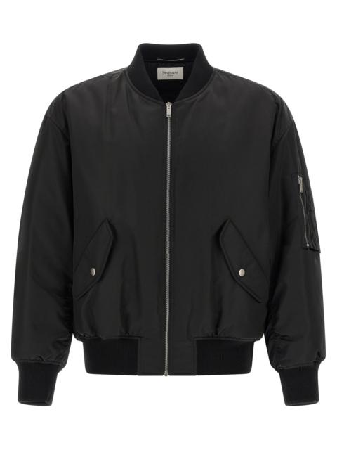 SAINT LAURENT Serge Bomber Jacket Puffer Jackets Black