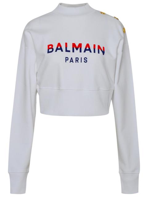 Balmain White Cotton Sweatshirt